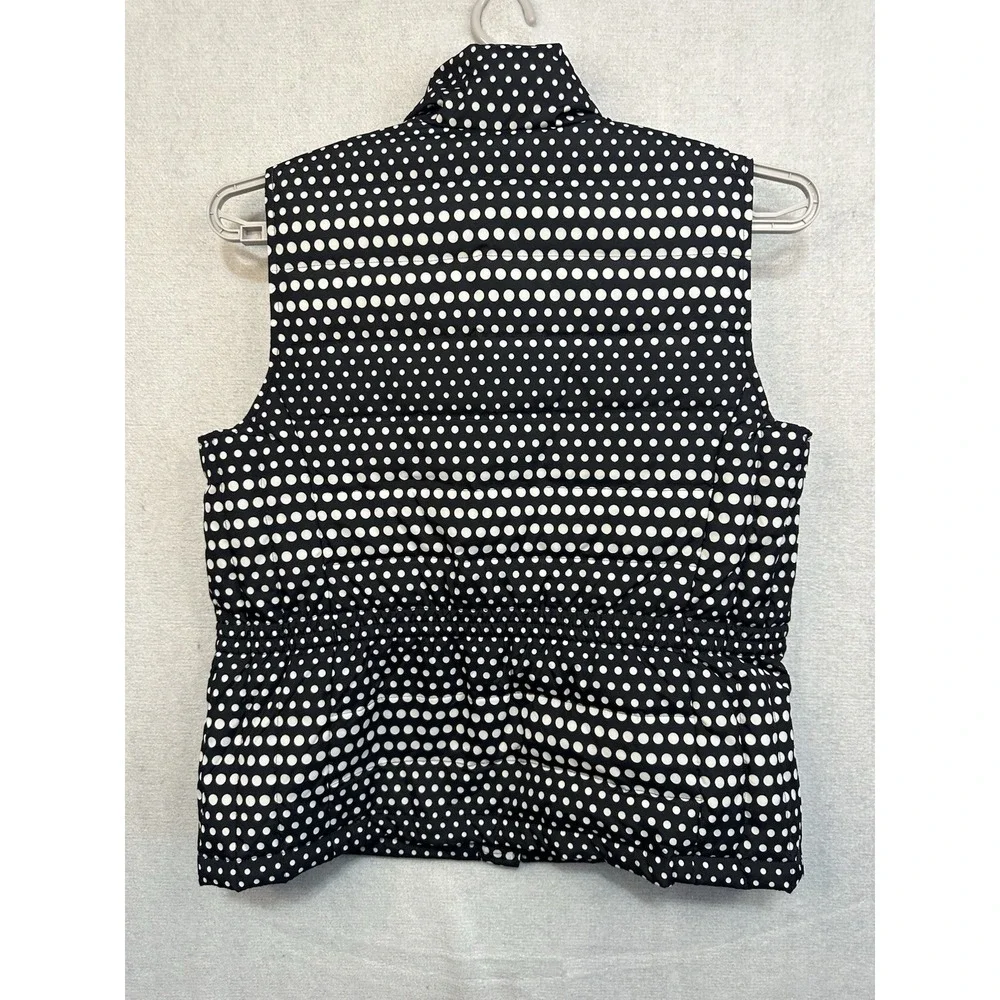 Talbots Women's Down‎ Puffer Quilted Vest Black & White Polka Dot Large Full Zip